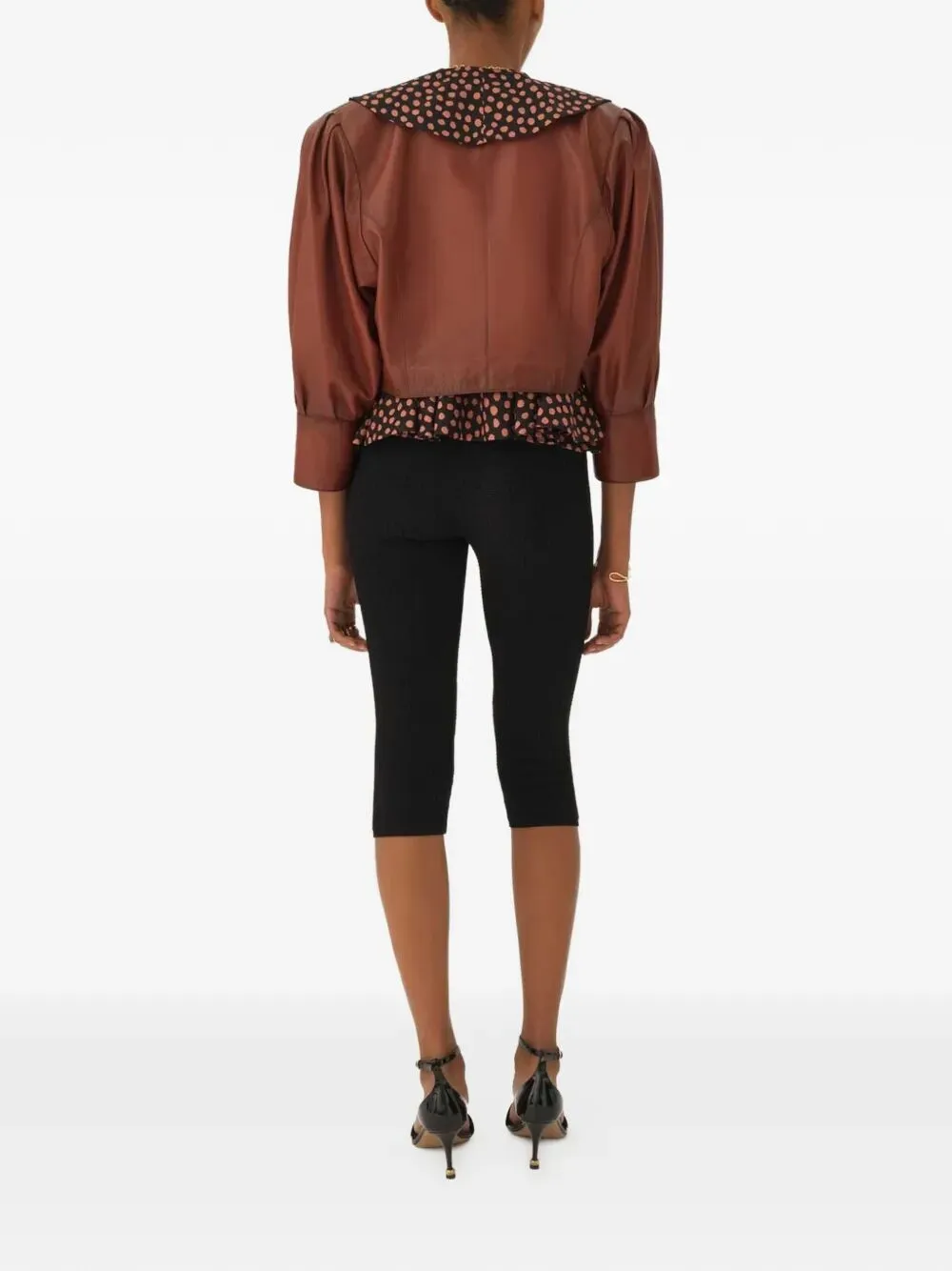 CROPPED COLLARLESS JACKET IN PLONGÉ NAPPA LEATHER sold by Lord & Taylor product image thumbnail 3