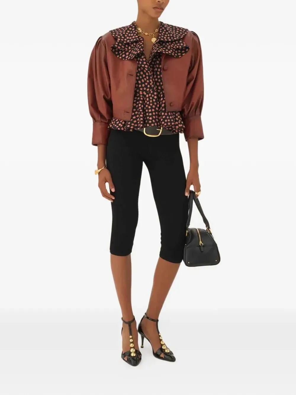 CROPPED COLLARLESS JACKET IN PLONGÉ NAPPA LEATHER sold by Lord & Taylor product image thumbnail 4