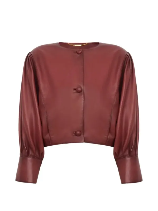 CROPPED COLLARLESS JACKET IN PLONGÉ NAPPA LEATHER made by Chloe