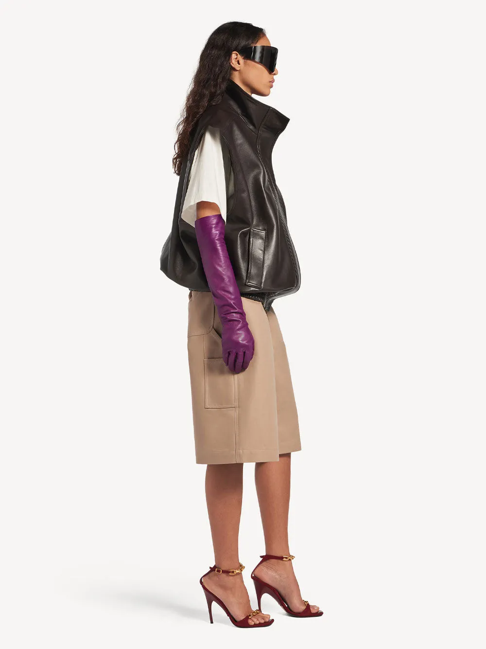 SLEEVELESS BLOUSON IN SHINY SOFT LAMBSKIN sold by Lord & Taylor product image thumbnail 3