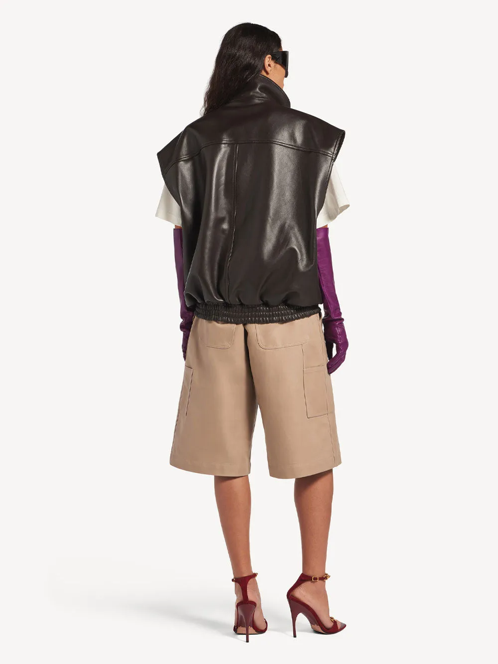 SLEEVELESS BLOUSON IN SHINY SOFT LAMBSKIN sold by Lord & Taylor product image thumbnail 4