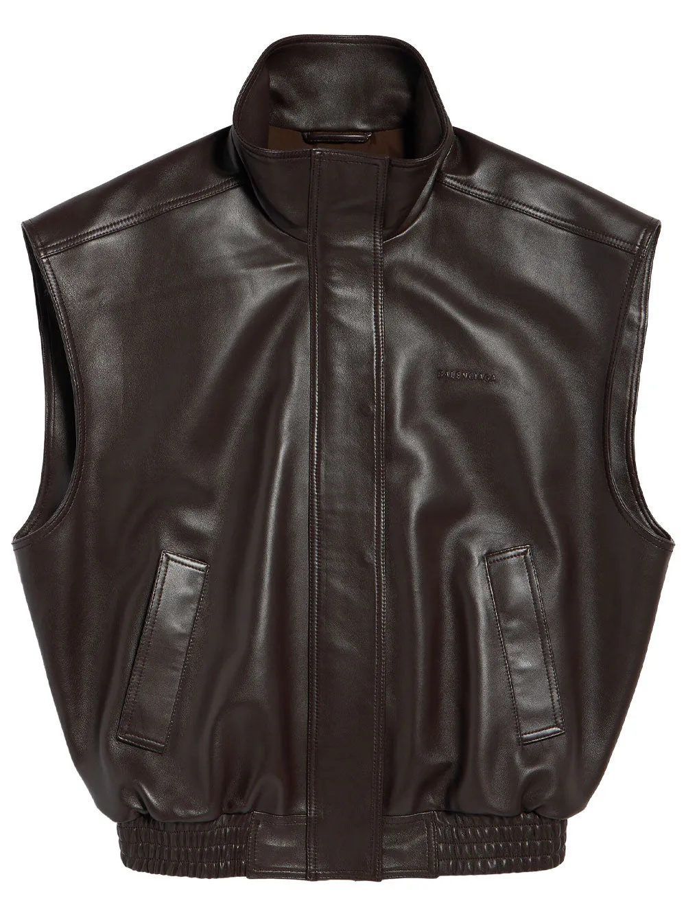 SLEEVELESS BLOUSON IN SHINY SOFT LAMBSKIN sold by Lord & Taylor