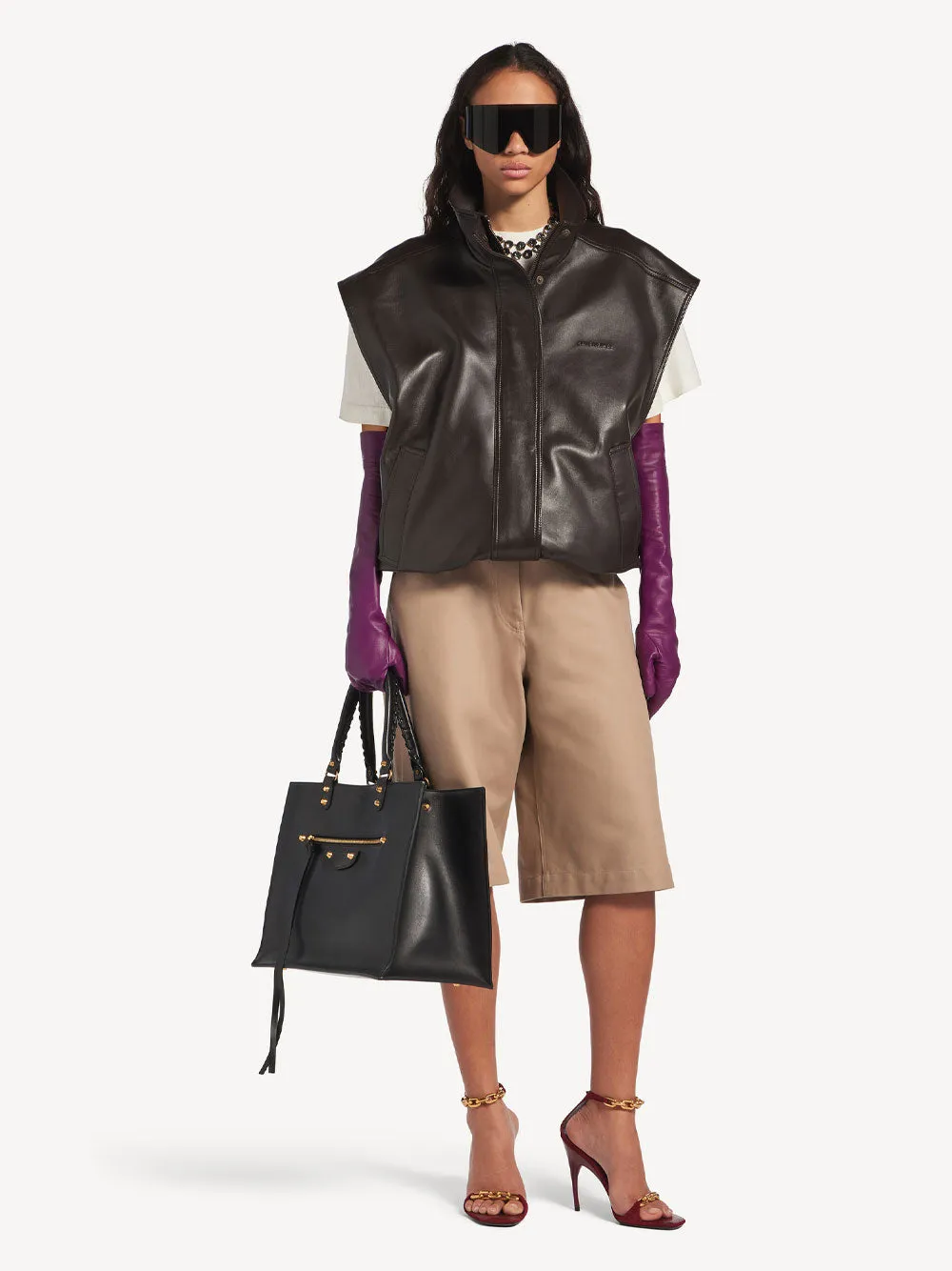 SLEEVELESS BLOUSON IN SHINY SOFT LAMBSKIN sold by Lord & Taylor product image thumbnail 2