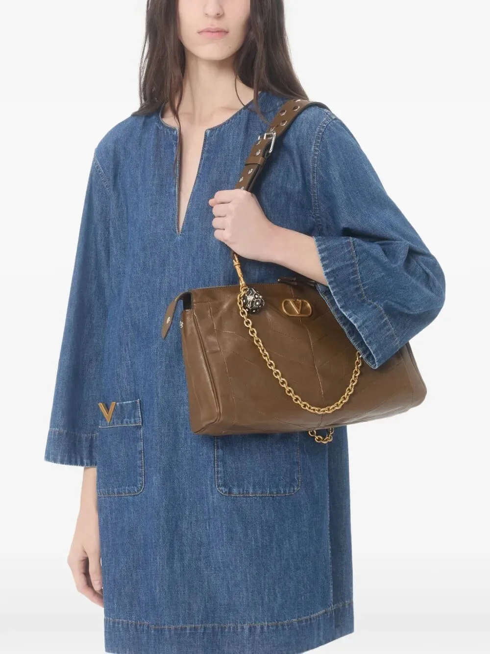 V-NECK DENIM MINIDRESS sold by Lord & Taylor product image thumbnail 4