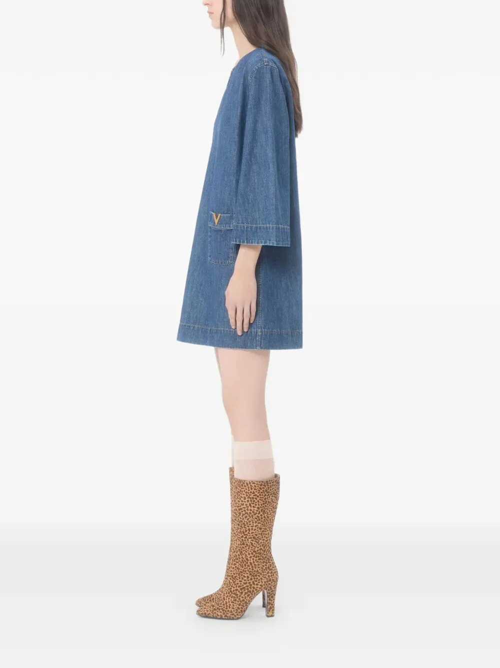 V-NECK DENIM MINIDRESS sold by Lord & Taylor product image thumbnail 5