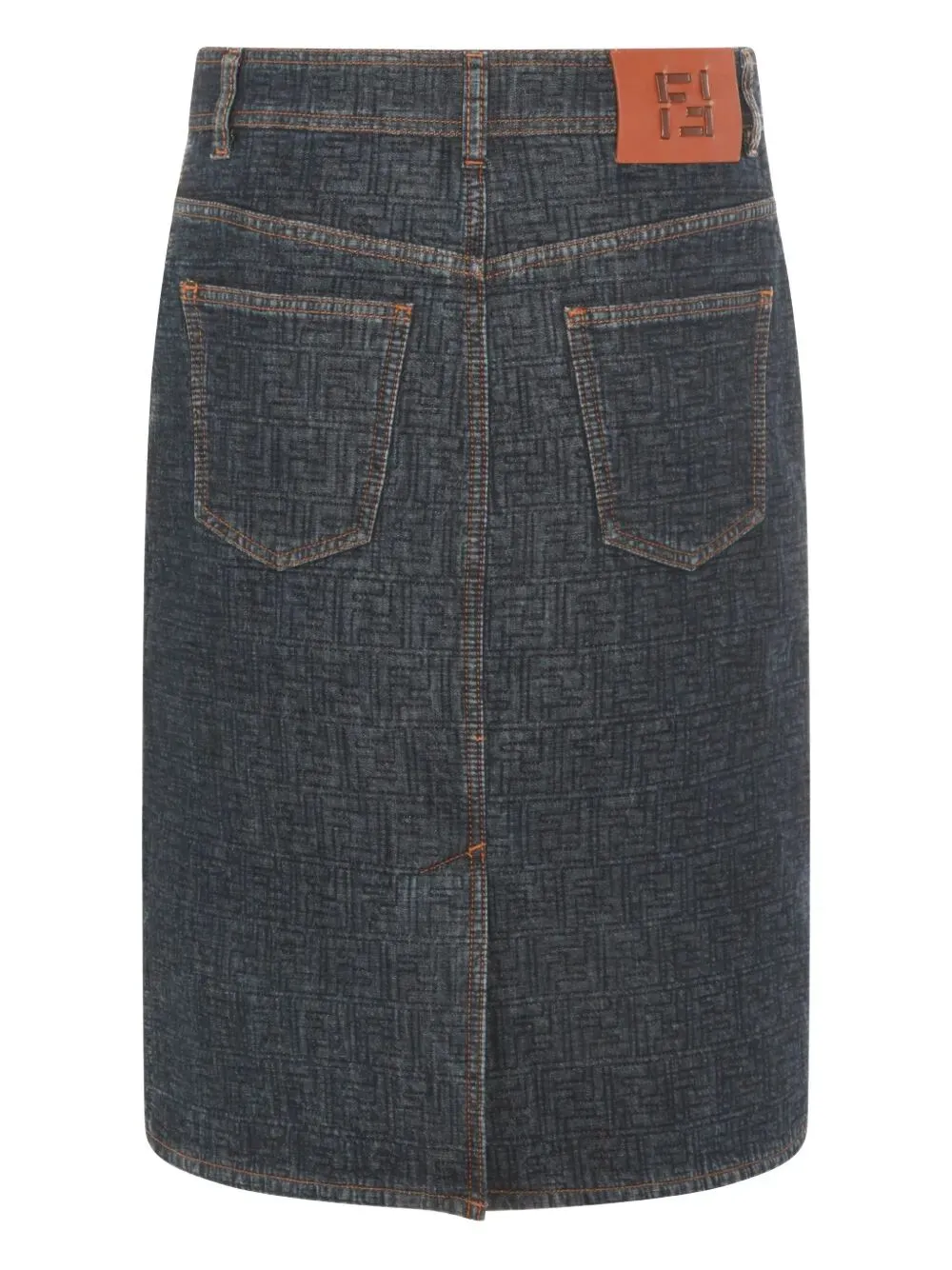 FLARED MIDI DENIM SKIRT WITH ALL-OVER QUILTED FF MOTIF sold by Lord & Taylor product image thumbnail 2