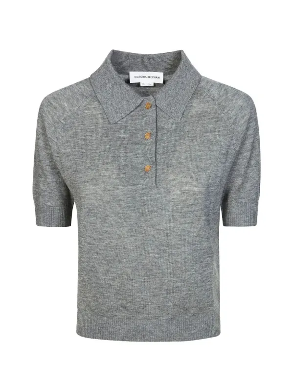 LIGHTWEIGHT FINE GUAGE KNITTED POLO TOP made by Victoria Beckham