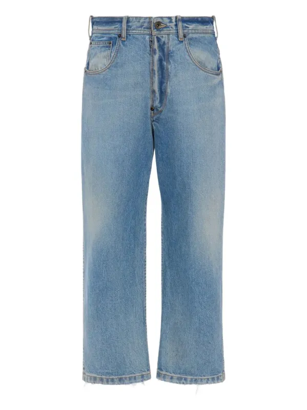 WASHED DENIM STRAIGHT-LEG CROPPED JEANS made by Maison Margiela