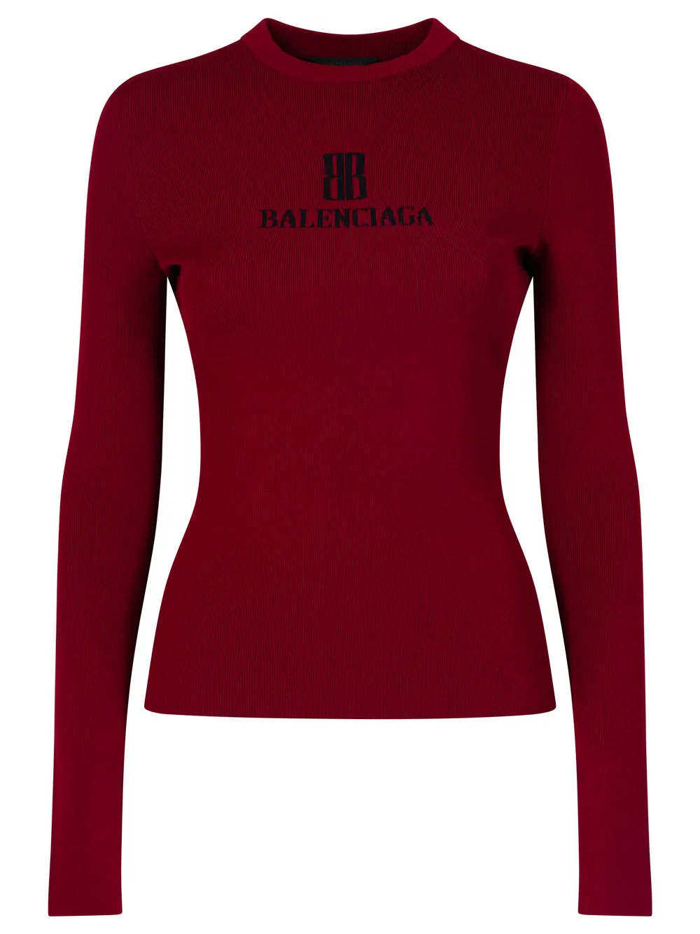 RIBBED CREWNECK LONG-SLEEVED FITTED TOP sold by Lord & Taylor
