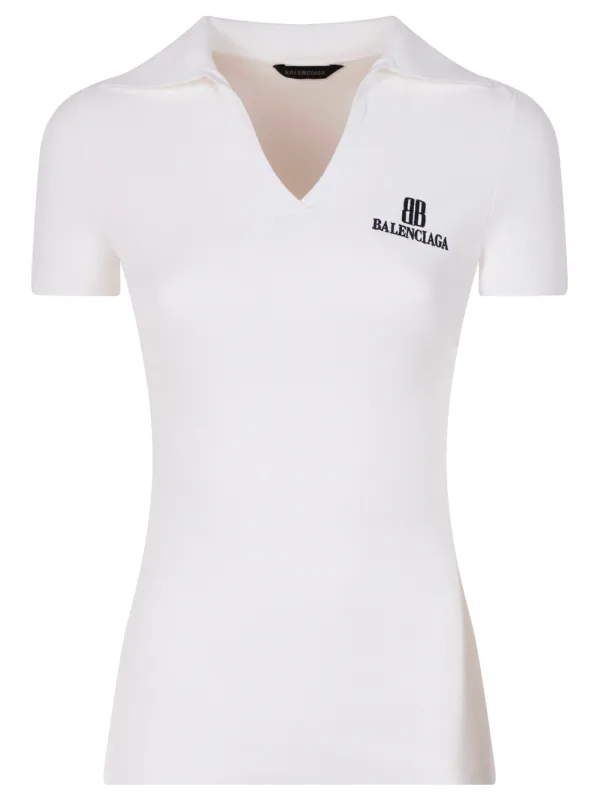 RIBBED V-NECK SHORT-SLEEVED POLO SHIRT made by Balenciaga
