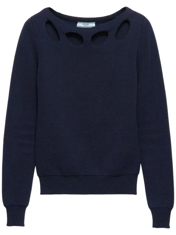 COTTON BOAT NECK SWEATER made by Prada