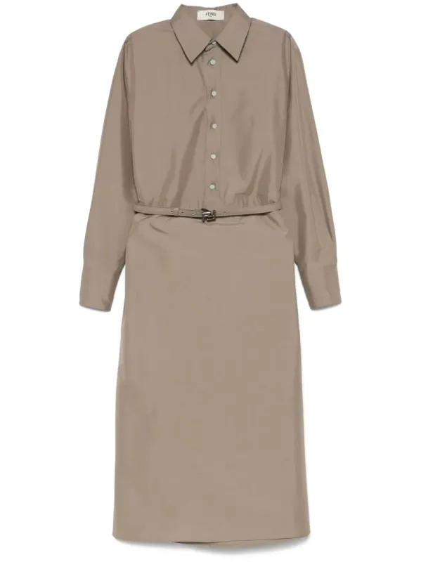 POPLIN BELTED SHIRT DRESS made by Fendi
