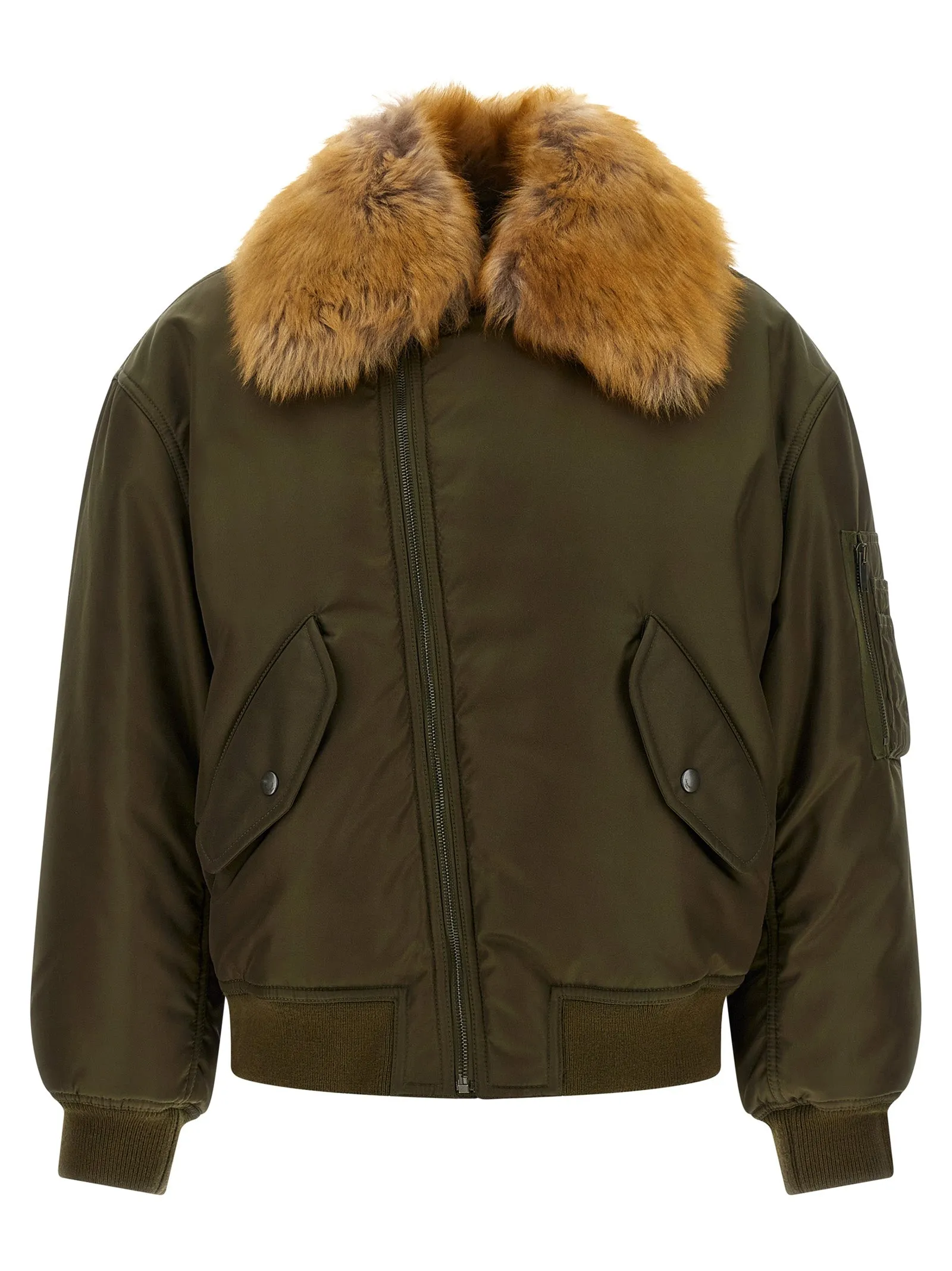 Removable shearling neck bomber jacket sold by Lord & Taylor