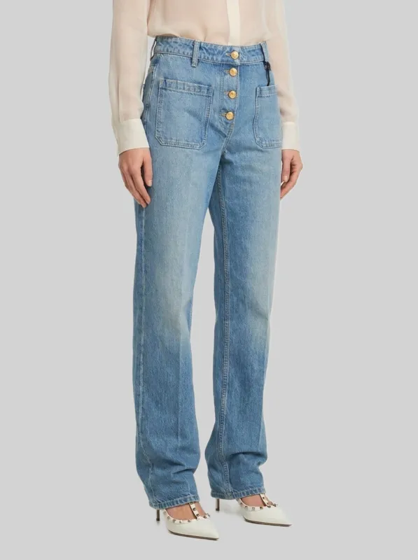 Flare denim pants made by Valentino Garavani