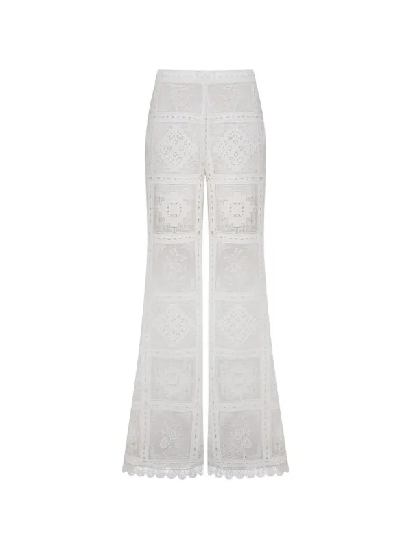 ASTER EMBROIDERED TROUSERS made by Zimmermann