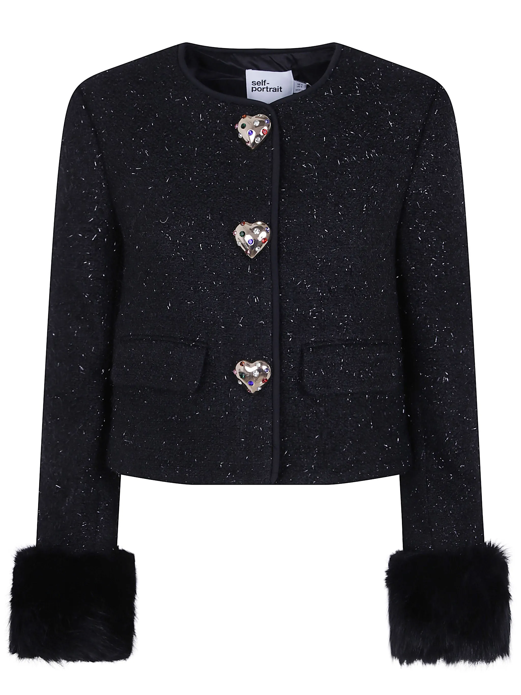 BLACK METALLIC BOUCLE FUR CUFF JACKET sold by Lord & Taylor