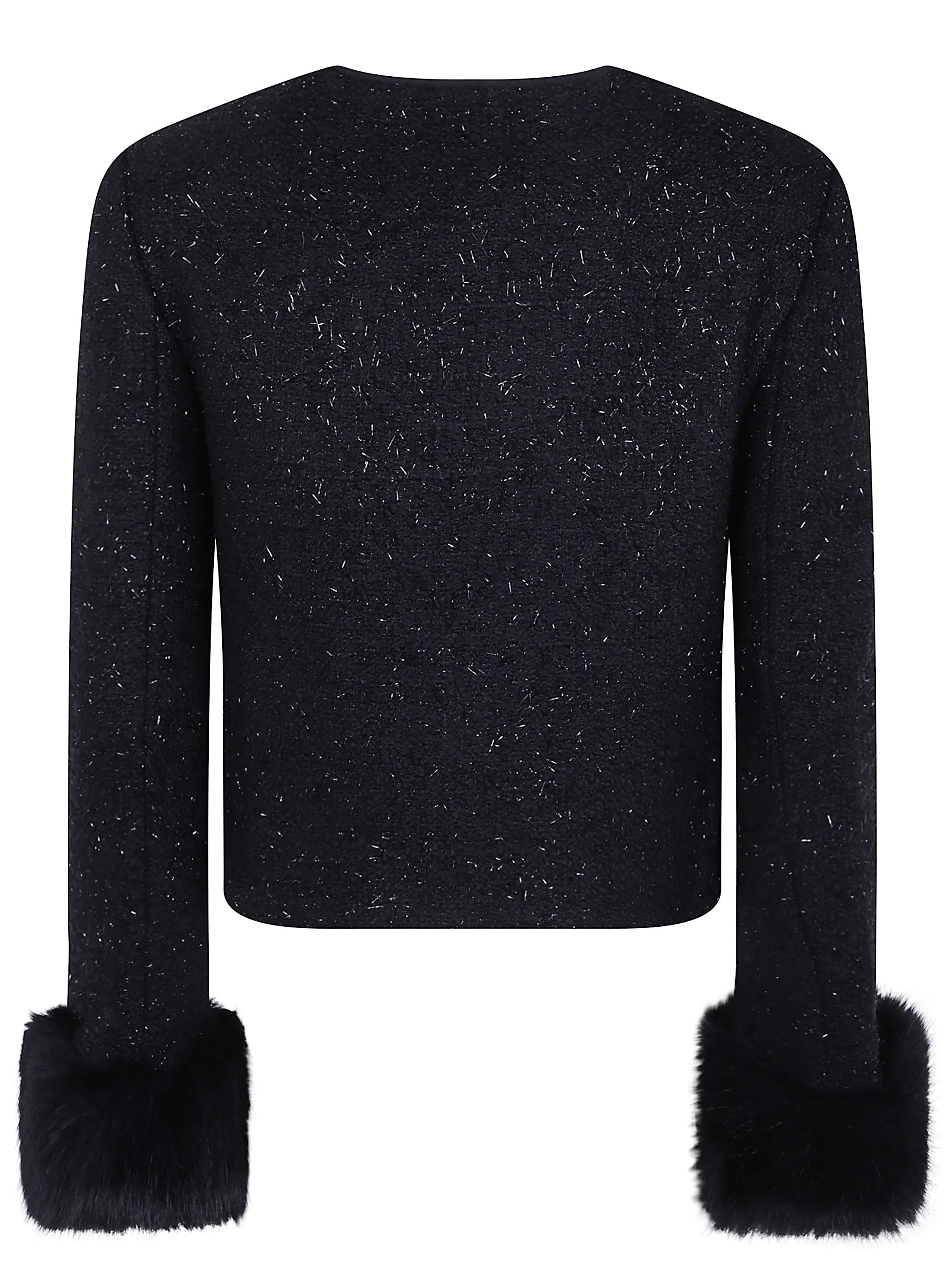 BLACK METALLIC BOUCLE FUR CUFF JACKET sold by Lord & Taylor product image thumbnail 2