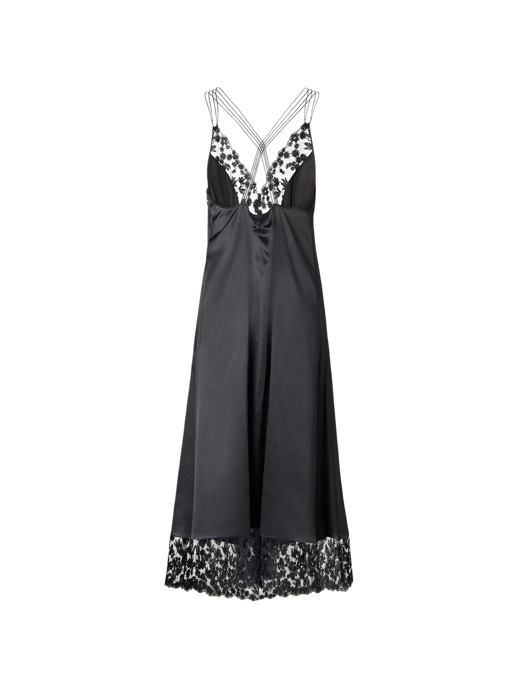 BLACK SILK AND LACE DRESS sold by Lord & Taylor product image thumbnail 3