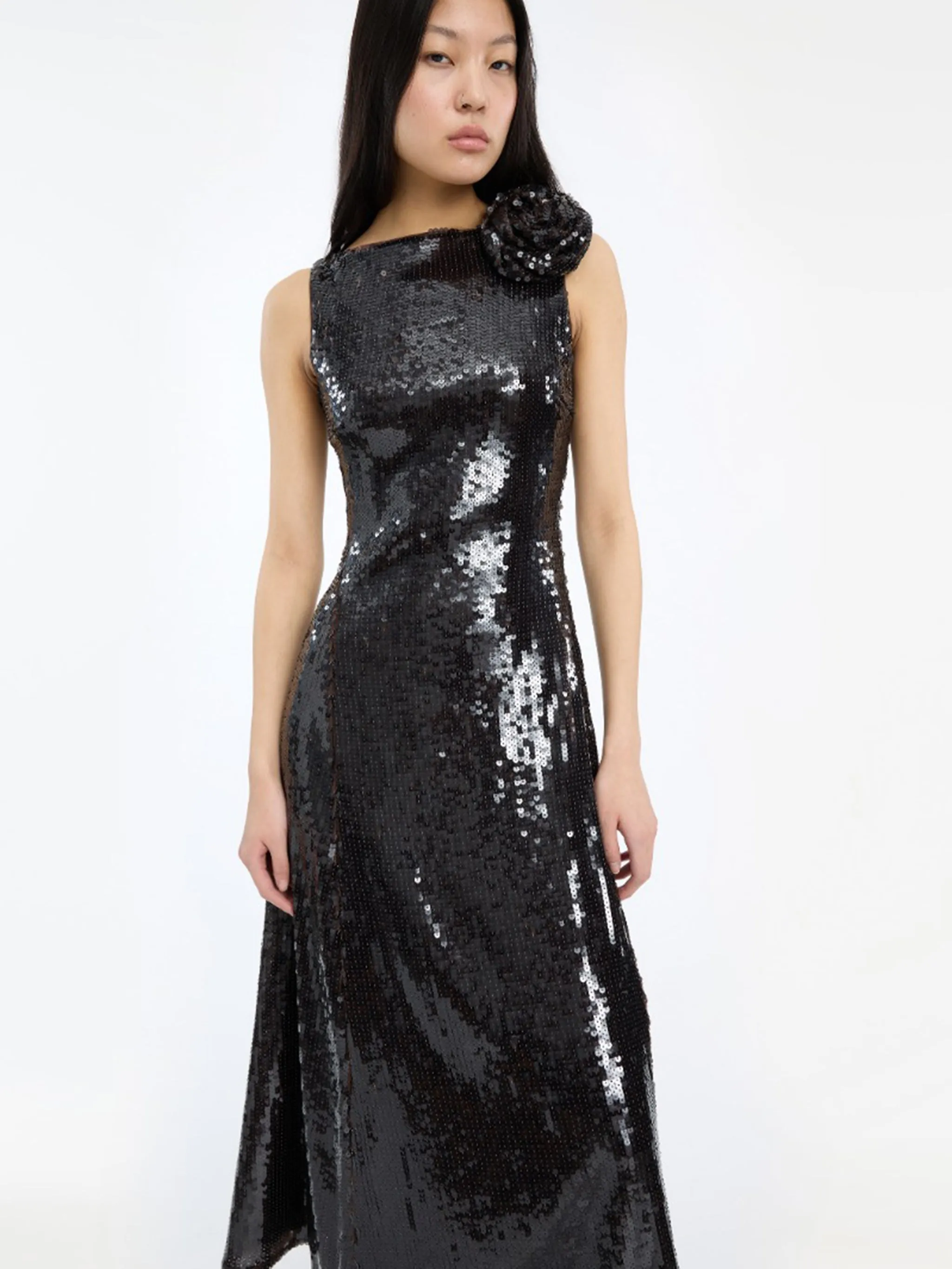 SEQUINS MIDI FLARED DRESS sold by Lord & Taylor product image thumbnail 4