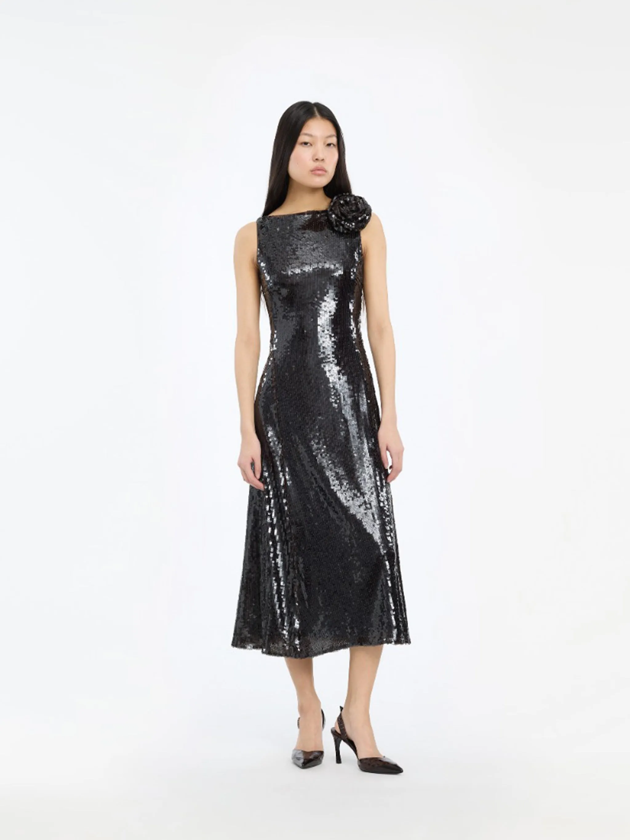 SEQUINS MIDI FLARED DRESS sold by Lord & Taylor product image thumbnail 2