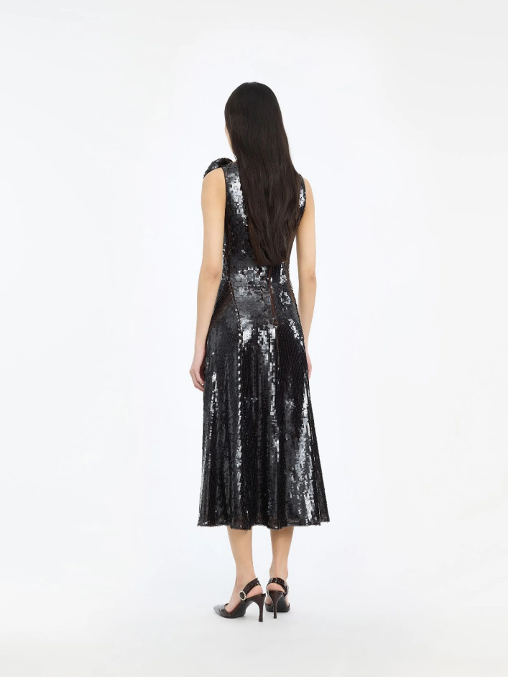 SEQUINS MIDI FLARED DRESS sold by Lord & Taylor product image thumbnail 3