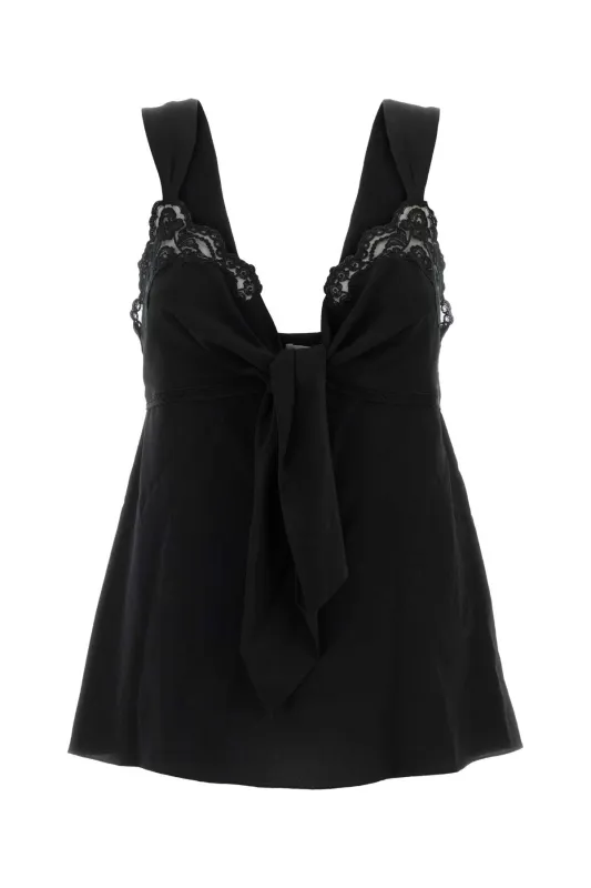 FLOWING LINGERIE TOP IN CRÊPE DE CHINE AND LACE made by Chloe