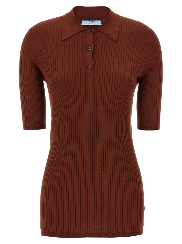 Ribbed polo shirt made by Prada