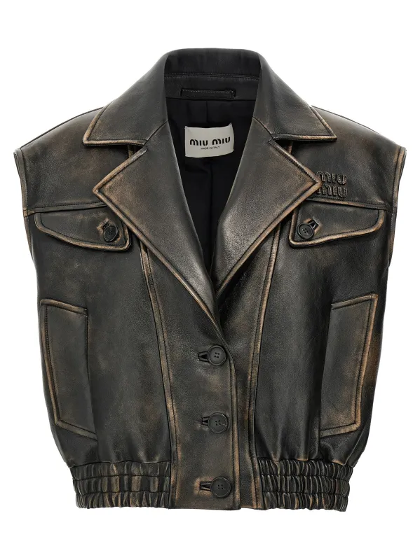 Logo nappa vest made by Miu Miu