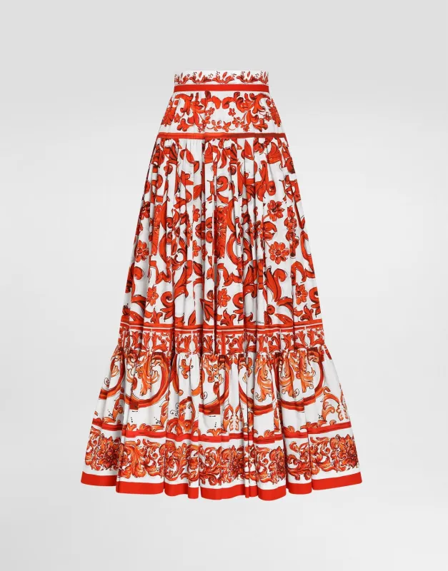 LONG SKIRT WITH ORANGE PLEATS made by Dolce & Gabanna