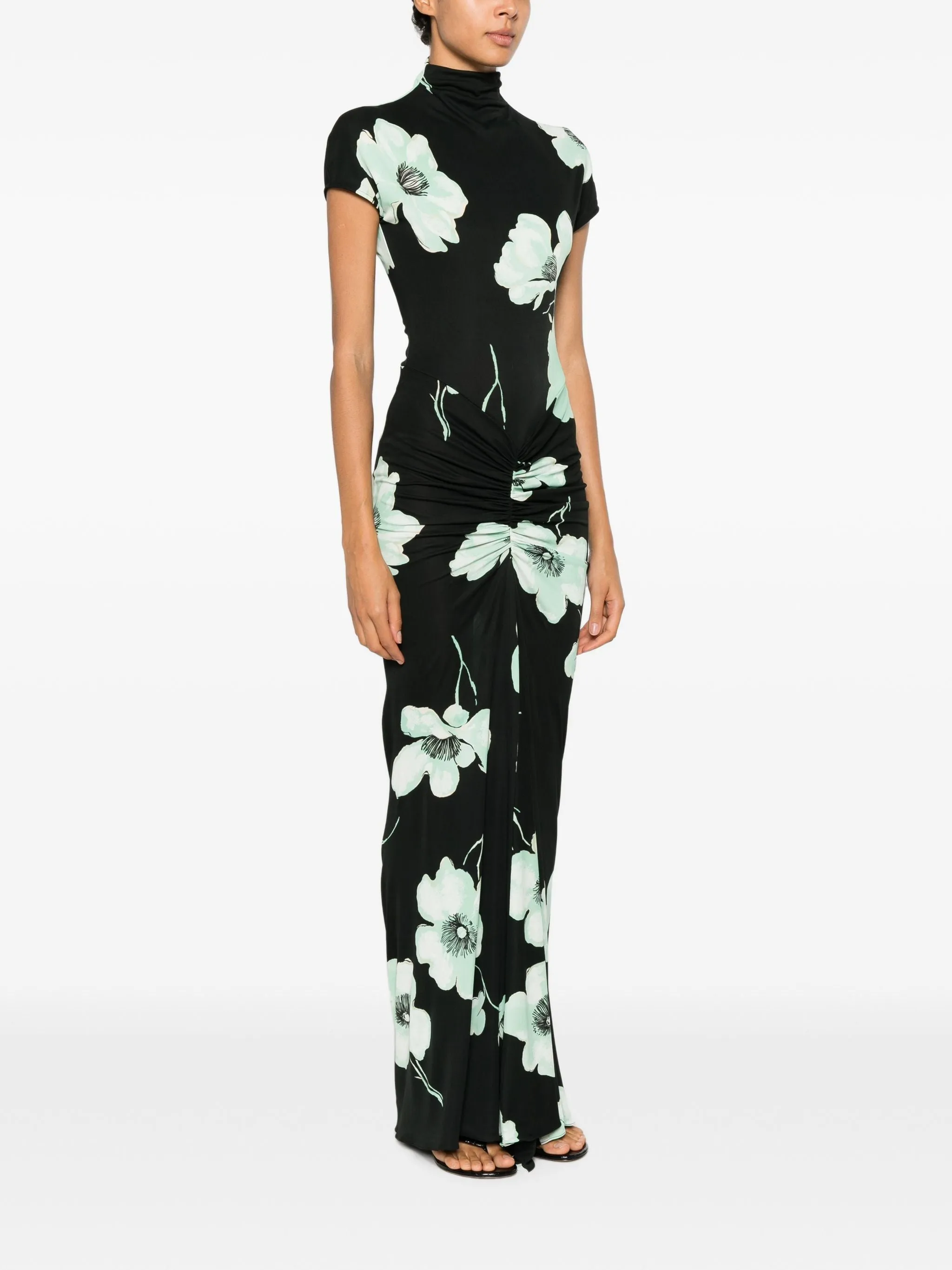FLORAL-PRINT DRAPED MAXI DRESS sold by Lord & Taylor product image thumbnail 4