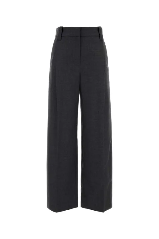 CHARCOAL WOOL WIDE-LEG PANT made by Brunello Cucinelli