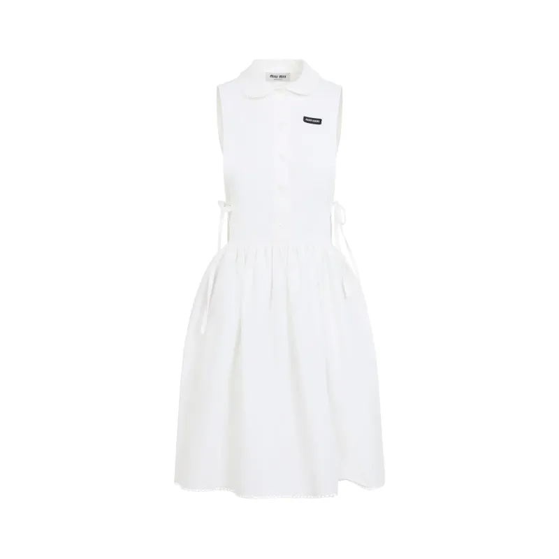 WHITE COTTON BLEND MINI DRESS made by Miu Miu