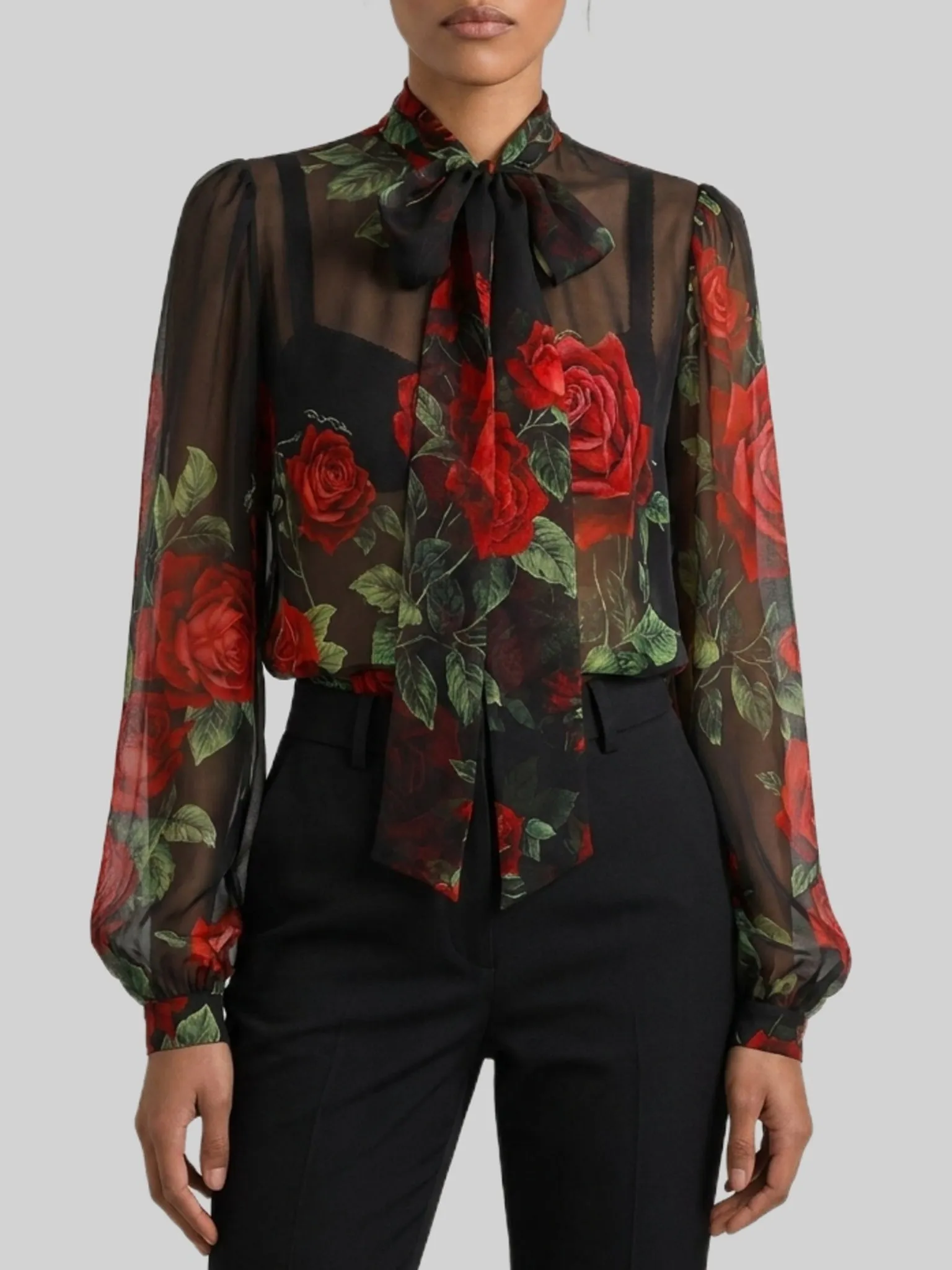 RED ROSE CHIFFON BLOUSE sold by Lord & Taylor