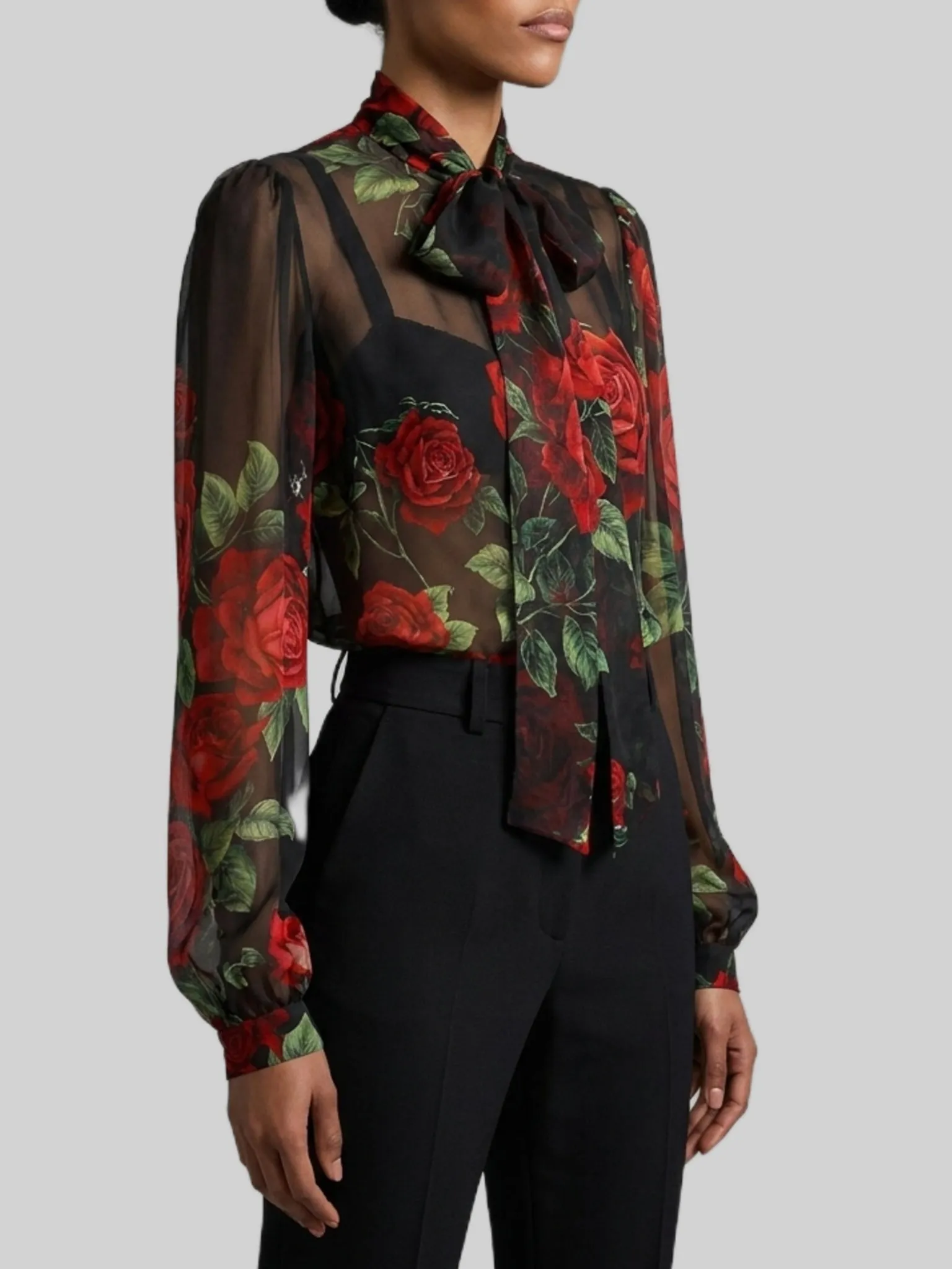 RED ROSE CHIFFON BLOUSE sold by Lord & Taylor product image thumbnail 3