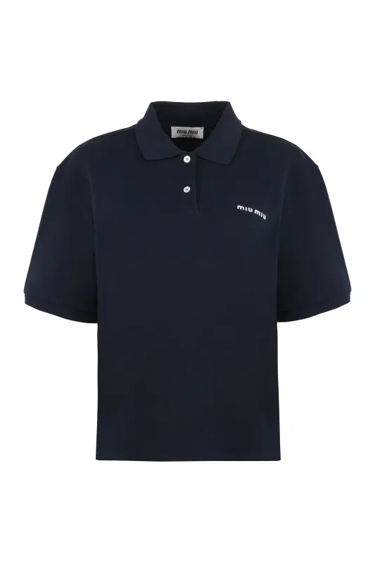 SHORT SLEEVE COTTON POLO SHIRT made by Miu Miu