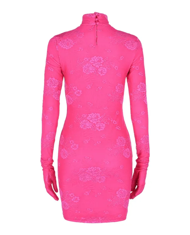 Floral Lace Mini Dress with Gloves made by Balenciaga