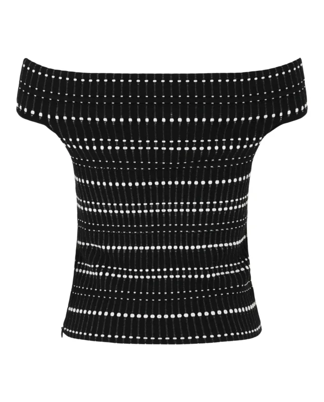 Off-The-Shoulder Stitch Dot Crop Top made by Alexander McQueen