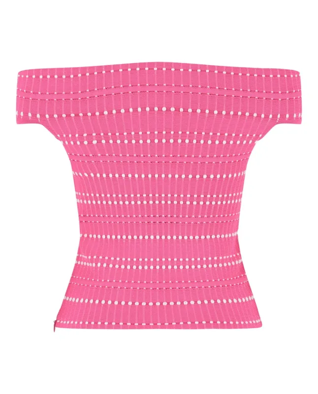 Off-The-Shoulder Stitch Dot Crop Top made by Alexander McQueen