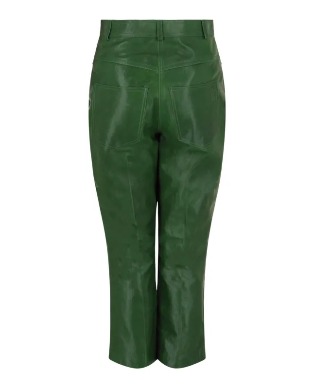 Cropped Leather Straight-Leg Pants made by Salvatore Ferragamo