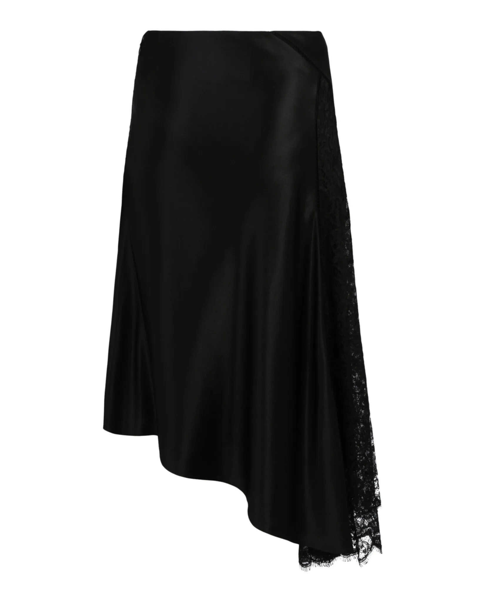 Lace Insert Asymmetric Silk Midi Skirt sold by Lord & Taylor