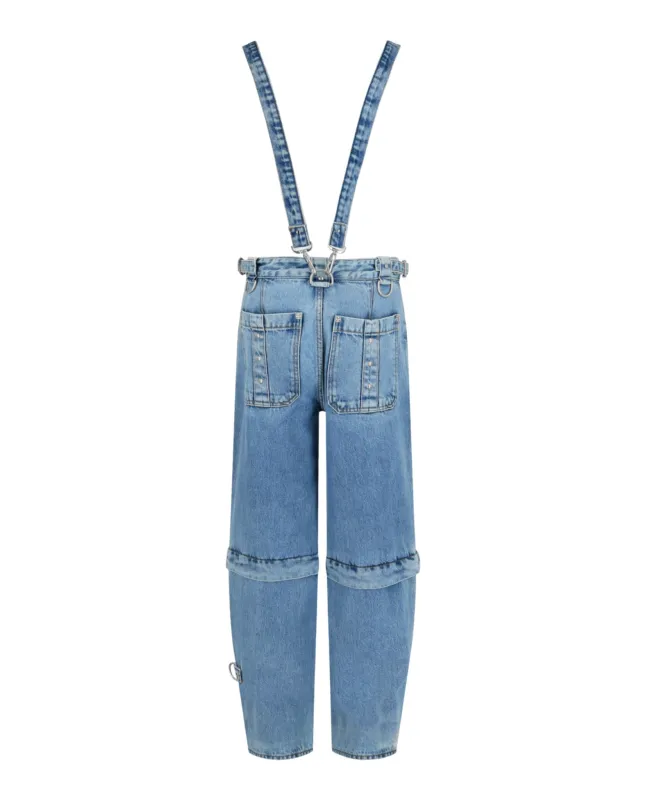 Two In One Detachable Pants In Denim With Suspenders made by Givenchy