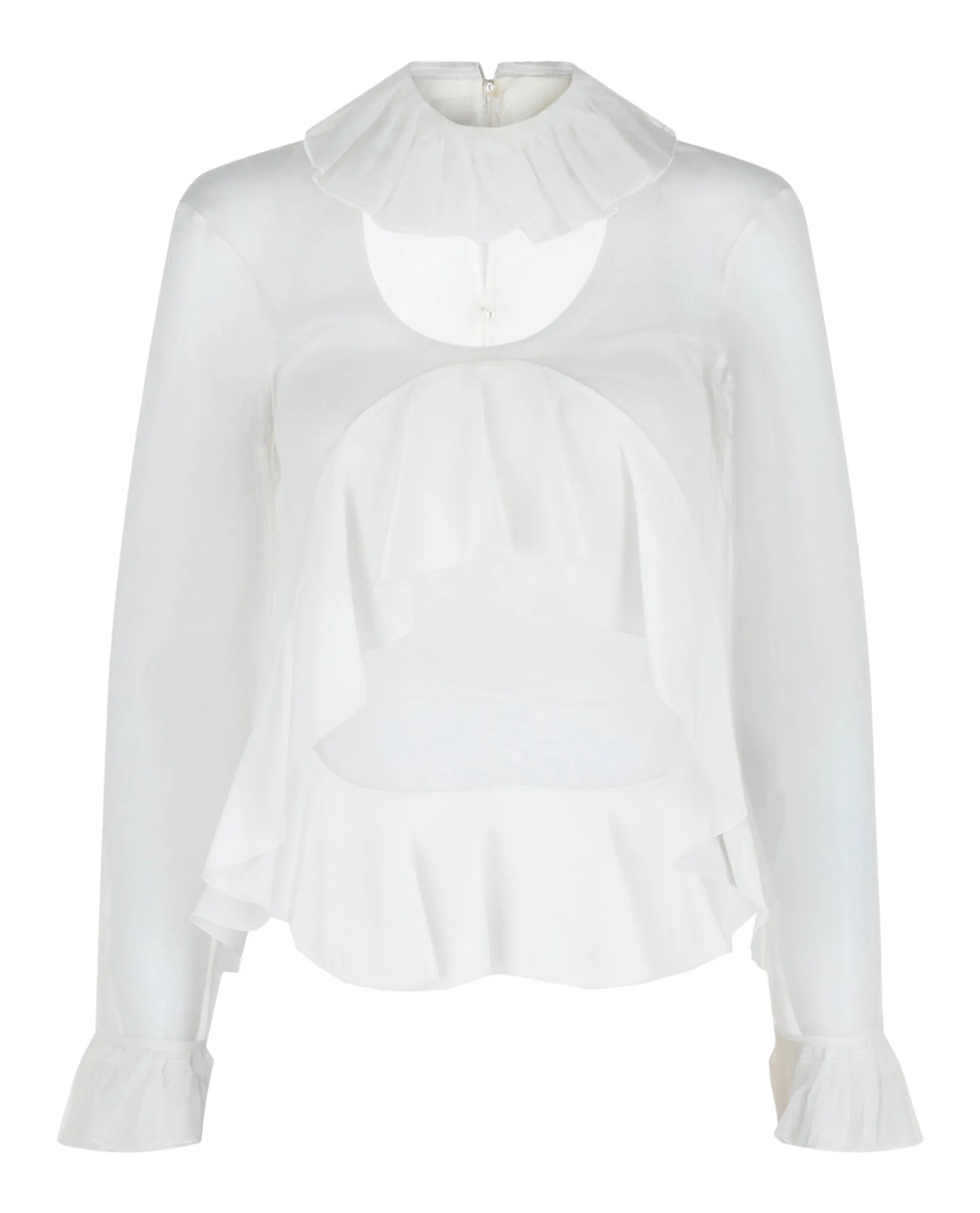 Cropped Silk Blouse With Ruffles sold by Lord & Taylor product image thumbnail 4