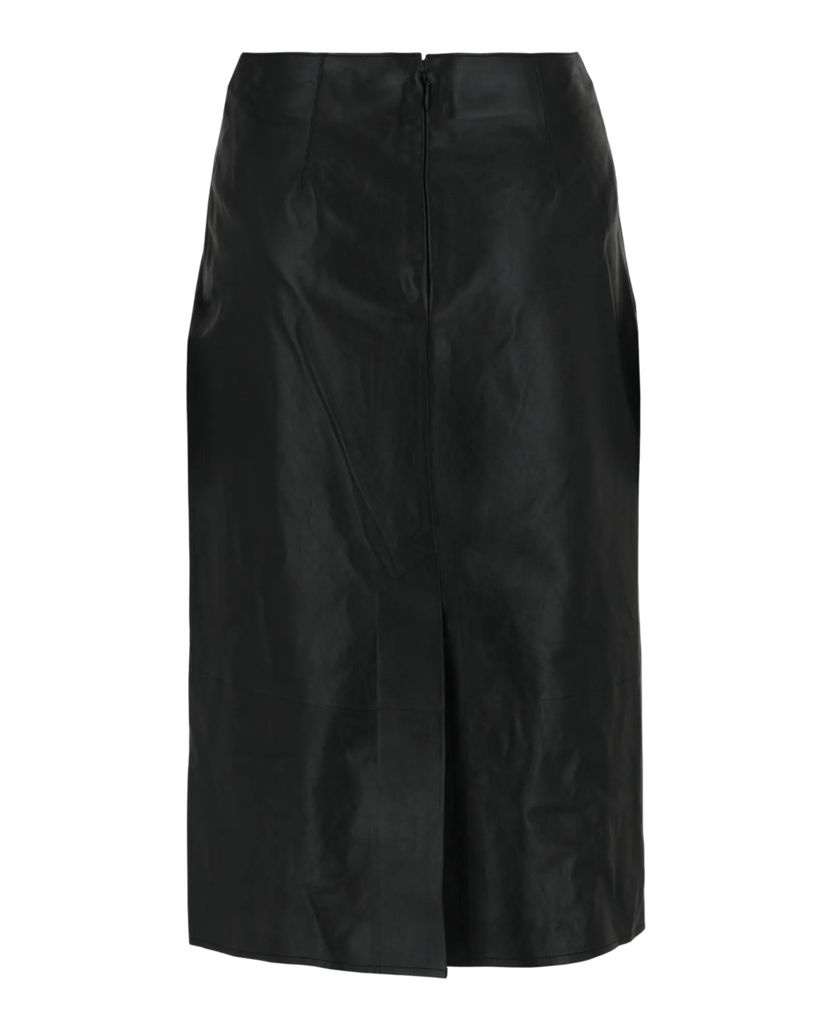 Pleated-Front Leather Midi Skirt sold by Lord & Taylor