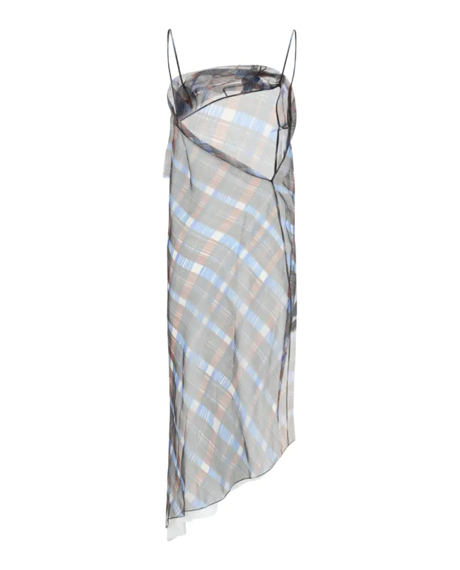 Organza Plaid-Check Midi Dress made by Salvatore Ferragamo