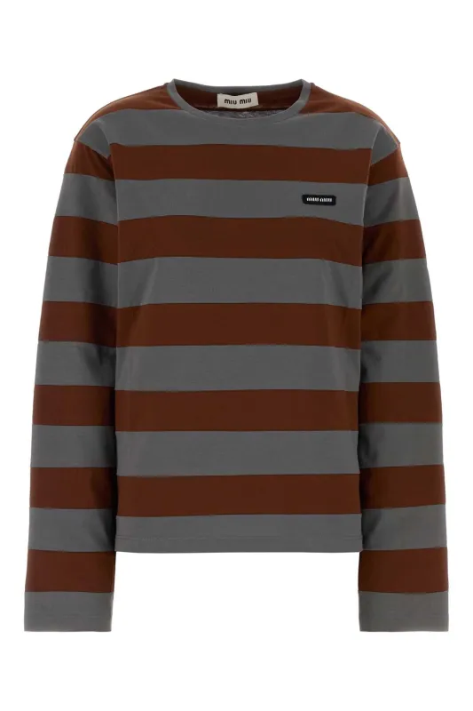 EMBROIDERED COTTON OVERSIZE T-SHIRT made by Miu Miu
