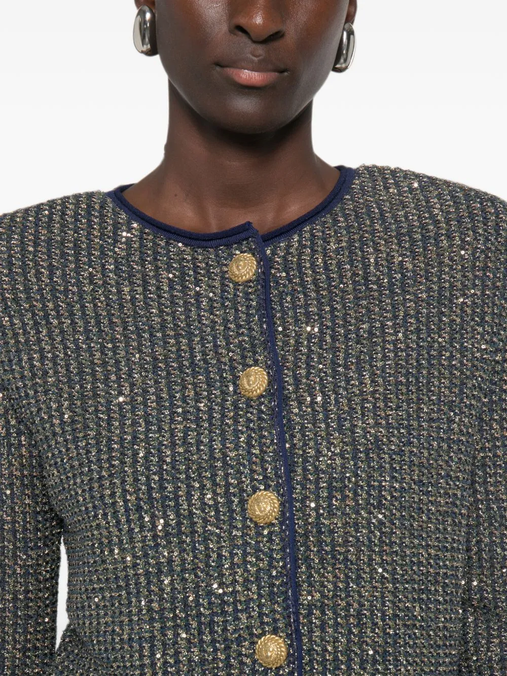BALMAIN GLITTERED TWEED BLUE CARDIGAN sold by Lord & Taylor product image thumbnail 5