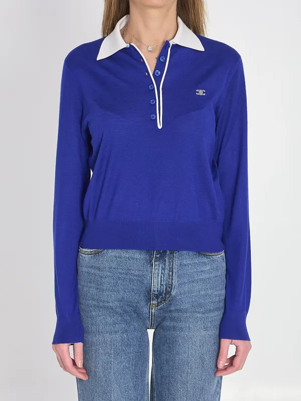 MAGLIA STILE POLO IN CASHMERE SOTTILE E SETA made by Celine