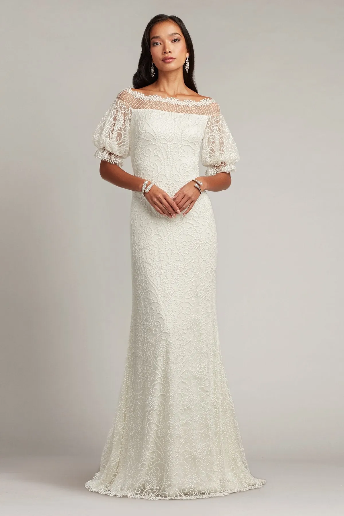 Whelan Embroidered Puff-Sleeve Gown sold by Lord & Taylor
