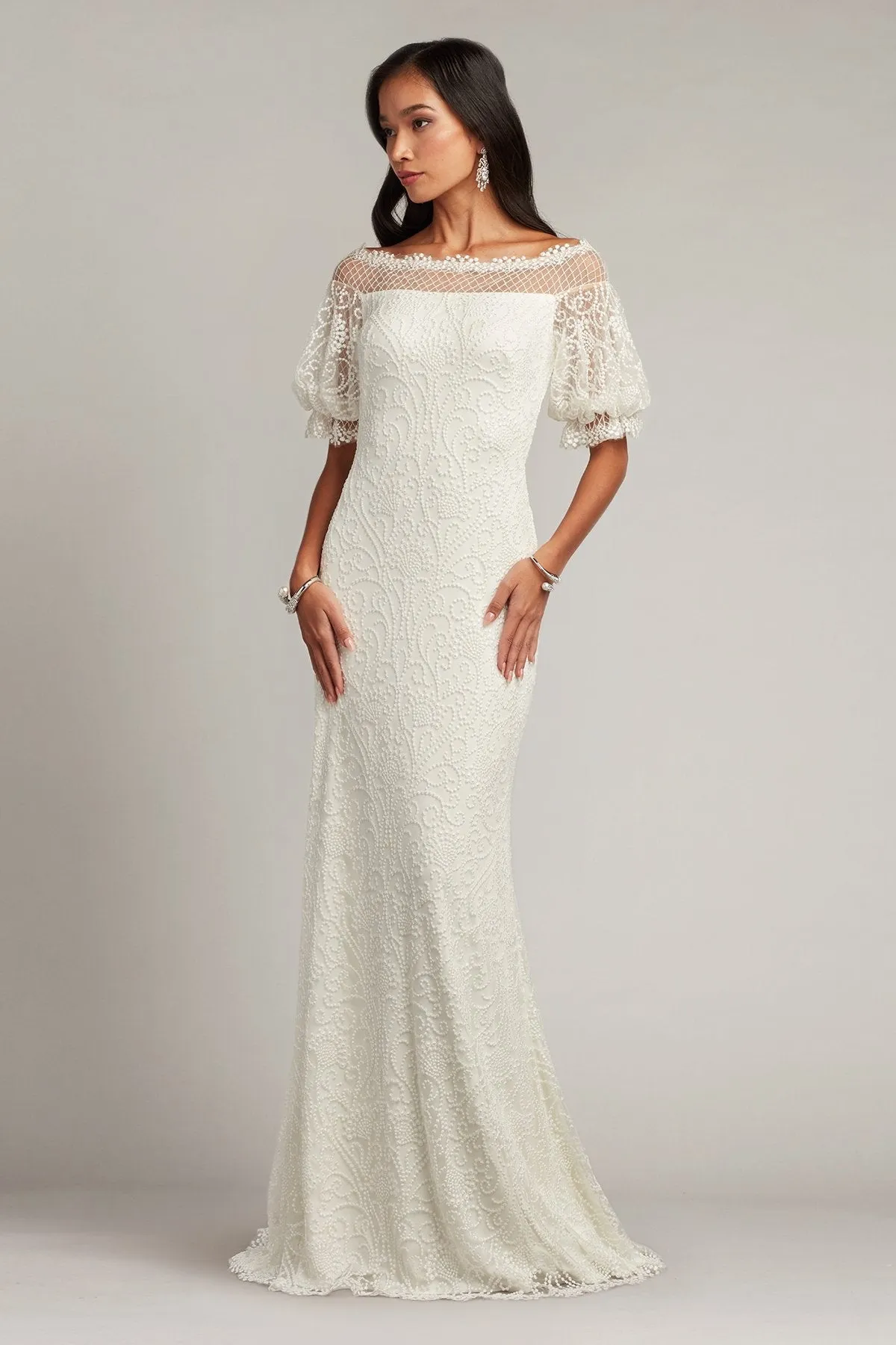 Whelan Embroidered Puff-Sleeve Gown sold by Lord & Taylor product image thumbnail 3