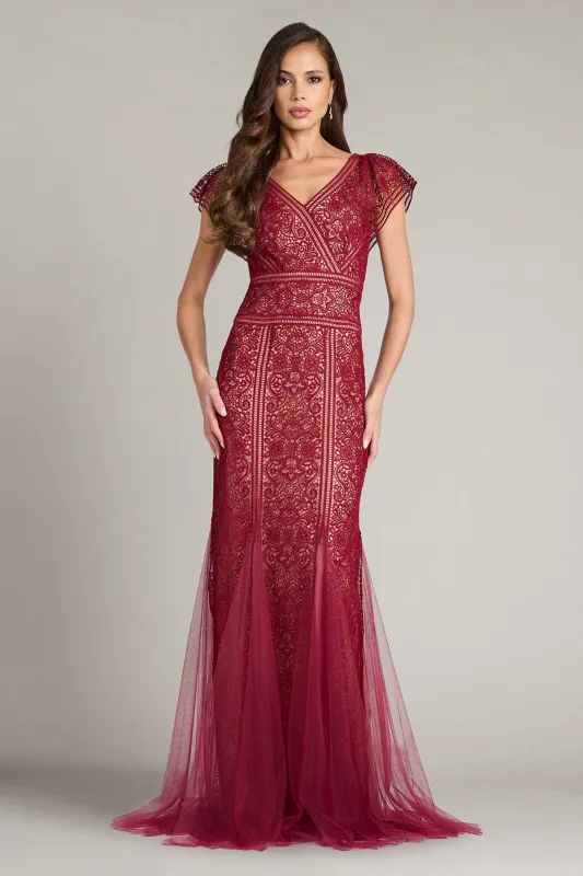 Taryn Trackwork Embroidered Mermaid Gown made by Tadashi Shoji